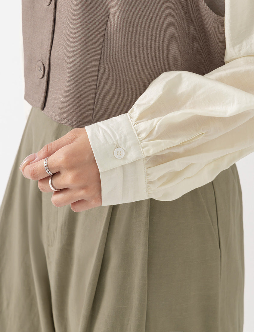 MISS. Elegant Suit Vest Faux Two Piece Plus Size Shirt