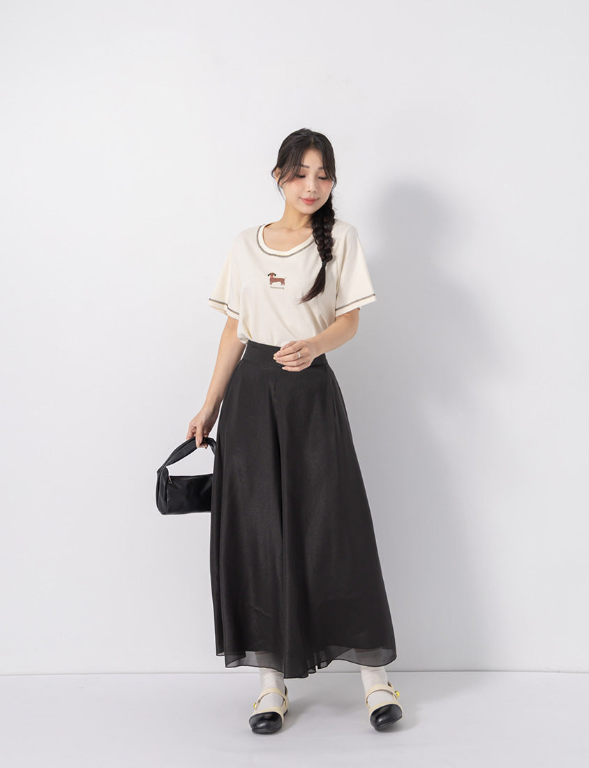 Wide Waistband Ethereal Sheer Plus Size Wide Leg Pants