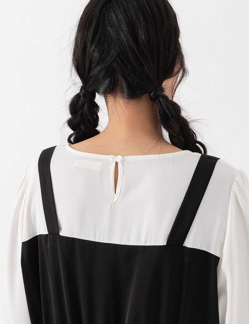 Sweet Slim Fit Faux Two-Piece Plus Size Mini Dress