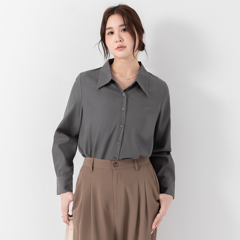 MISS. Minimal Breathable Lyocell Long Sleeve Plus Size Shirt