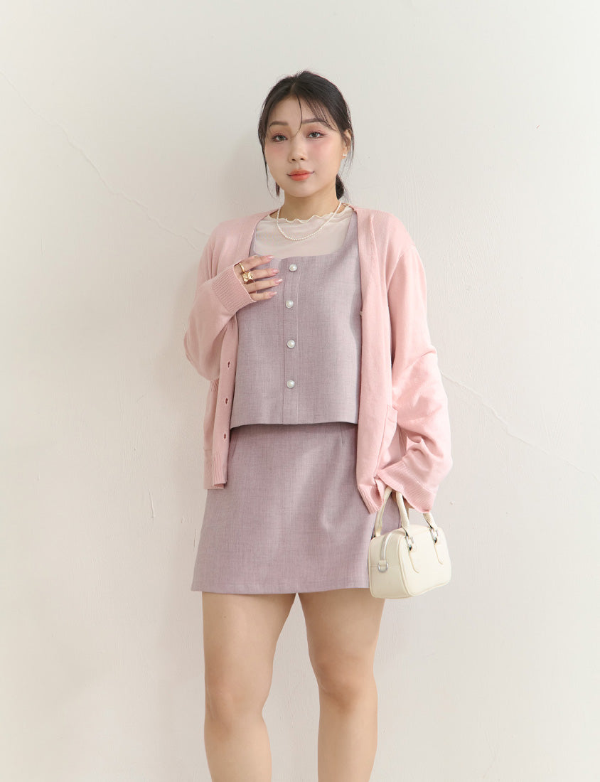 MISS. Korean Style Pearl Button Plus Size Tailored Vest