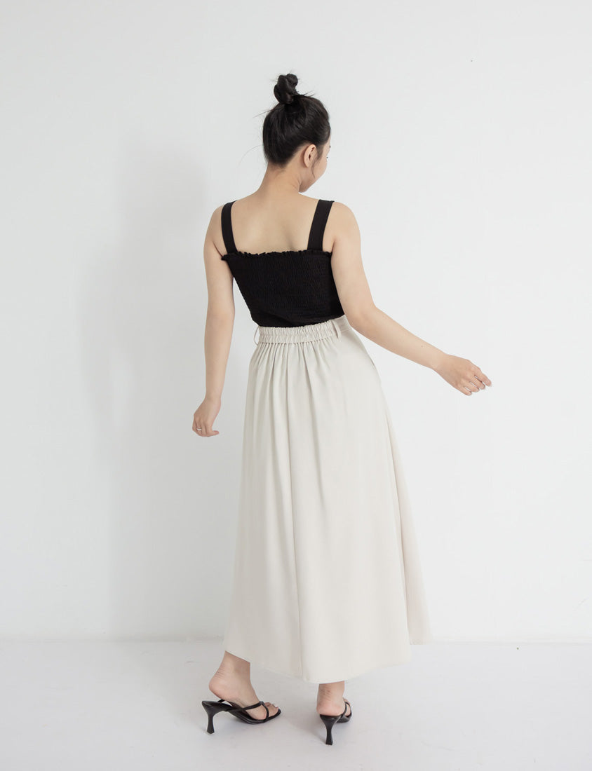High Waist Double Button Pleated Chiffon Plus Size Skirt