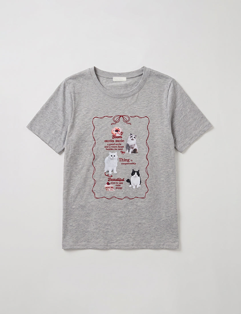 Cute Cat Print Oversized Plus Size Tee