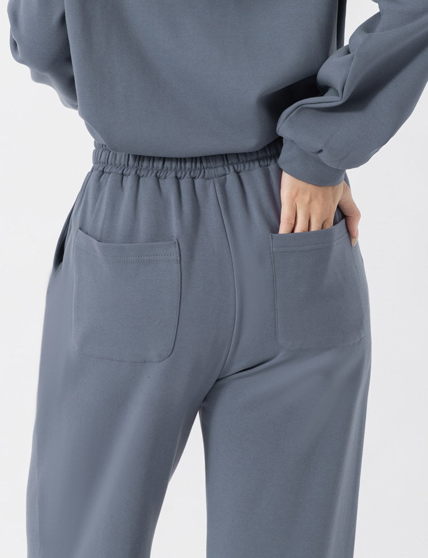 Comfort Deodorizing Brushed Lined Elastic Waist Plus Size Wide Leg Pants