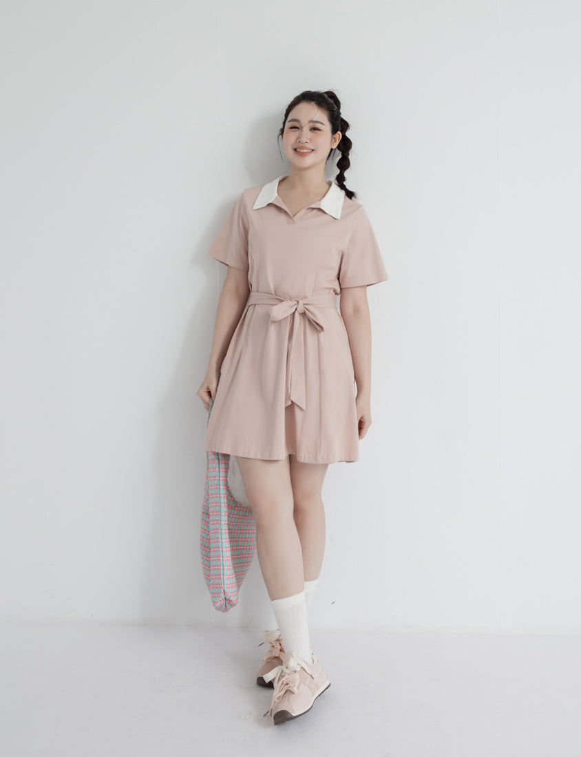 Instant Icy Cooling Collar Plus Size Mini Dress (With Waist Belt)