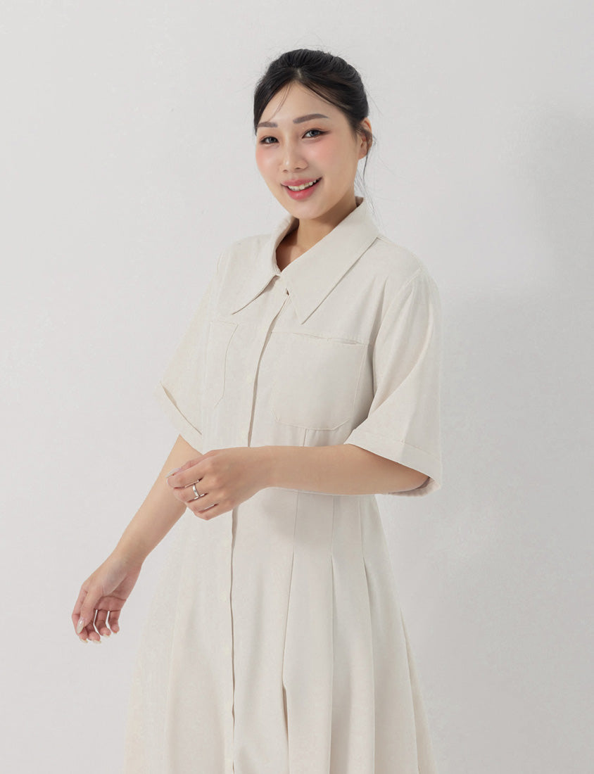Vintage Japanese Style Button-Up Collar Plus Size Maxi Dress