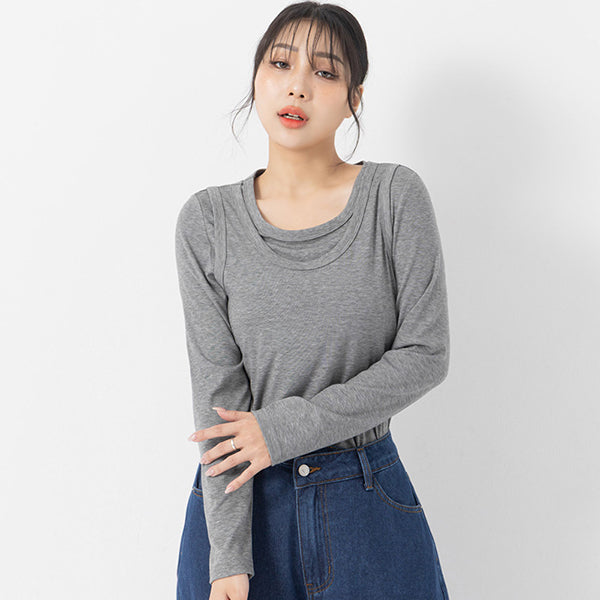 Soft Tencel Wool Plus Size Two-Piece Top (With Inner Top)