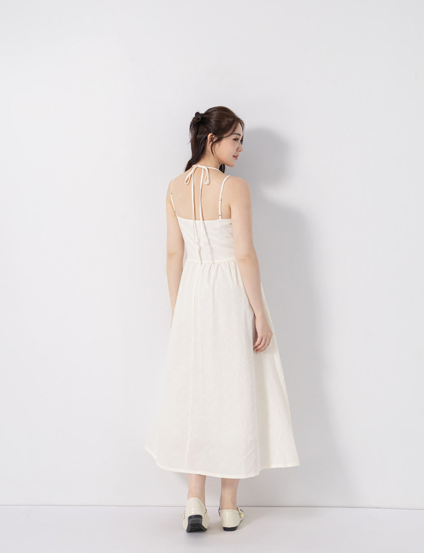 Elegant Jacquard Tie-Back Plus Size Maxi Dress