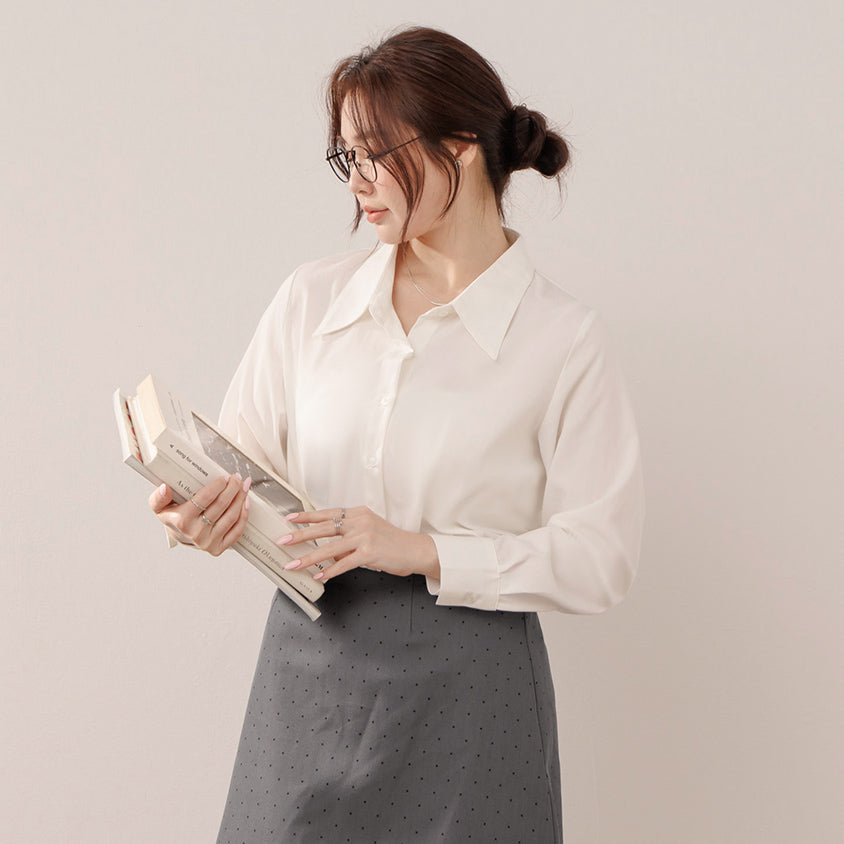 MISS. Minimal Breathable Lyocell Long Sleeve Plus Size Shirt