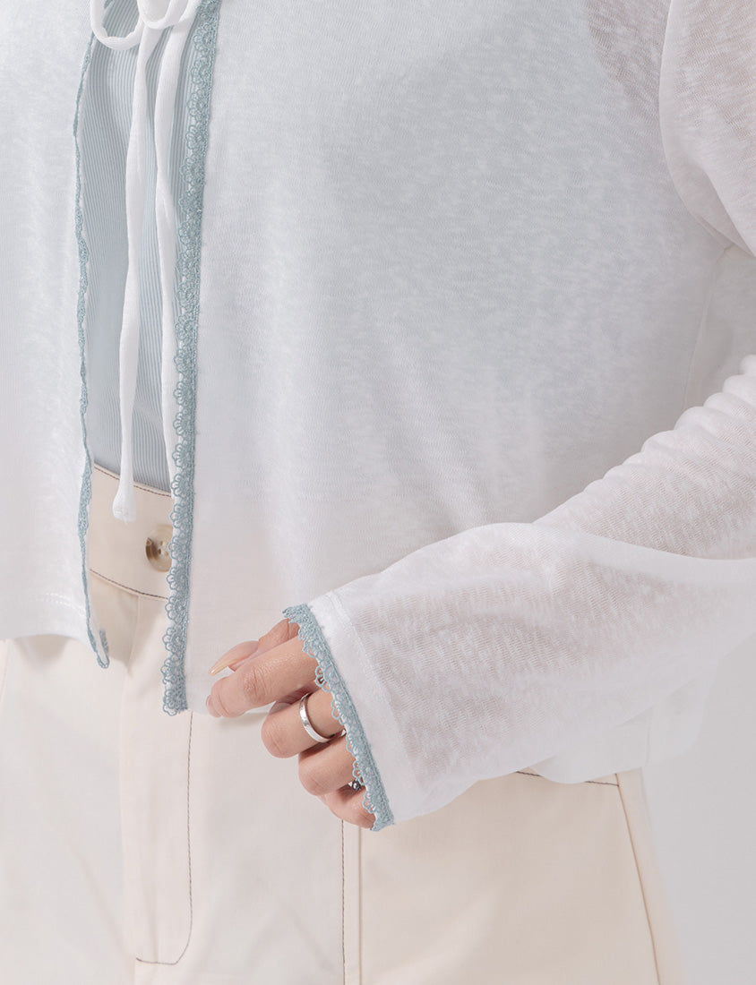 Instant Cooling Lyocell Lace Tie Front Plus Size Cover-Up