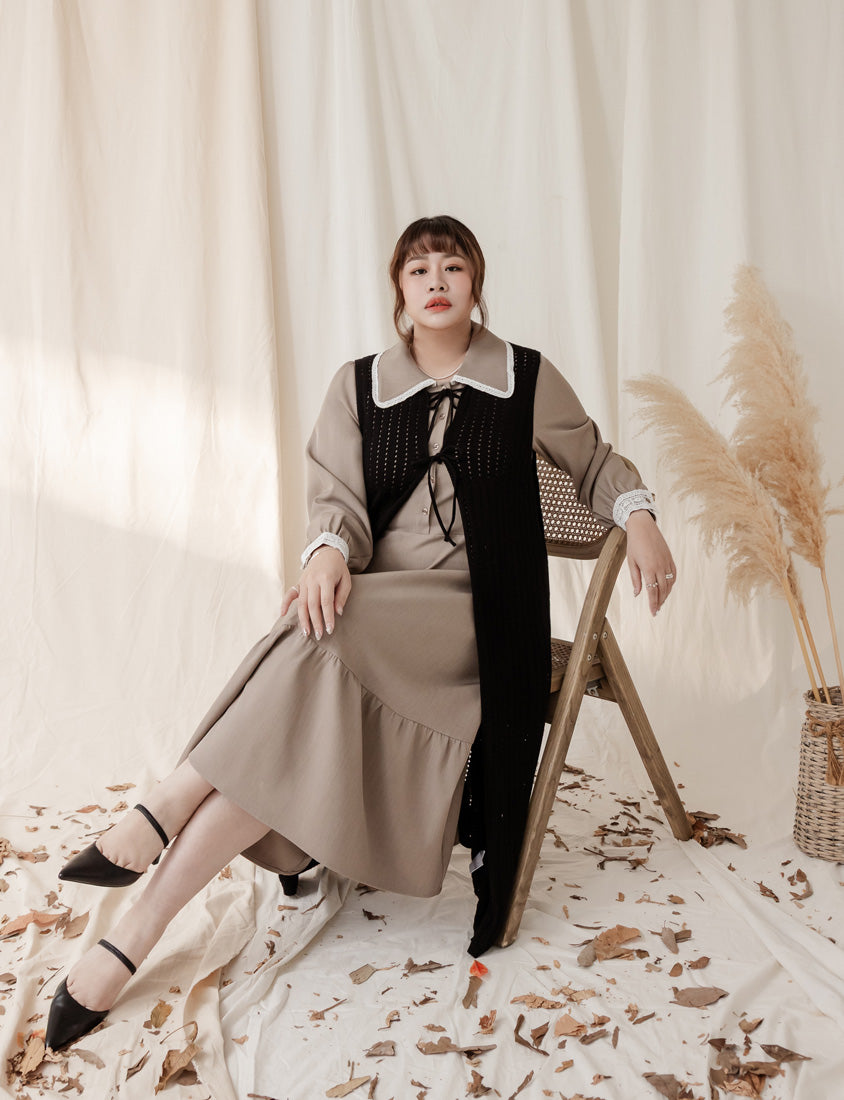 MISS. 2-Way Convertible Hollow Plus Size Long Knit Vest