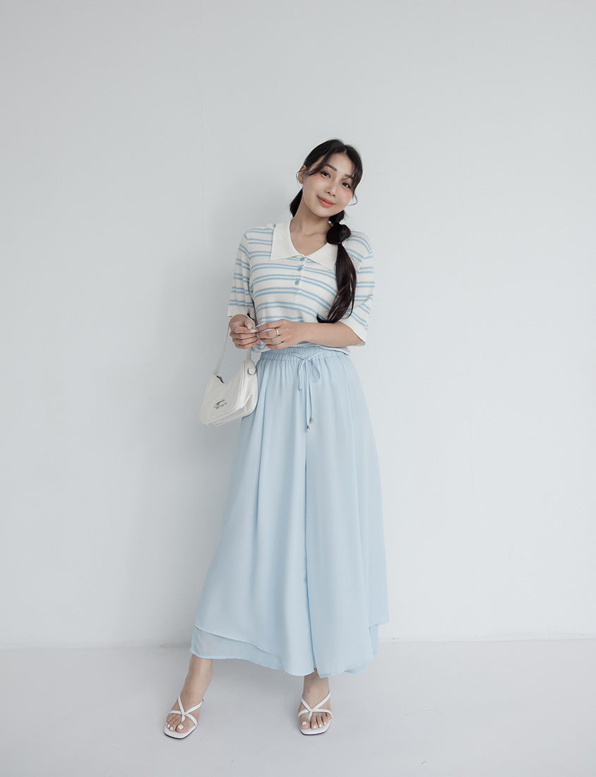 Flowy Layered Chiffon Plus Size Wide Leg Pants