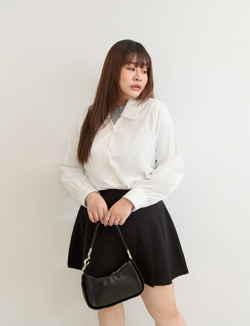 MISS. Elegant V-Neck Plus Size Puff Sleeve Blouse