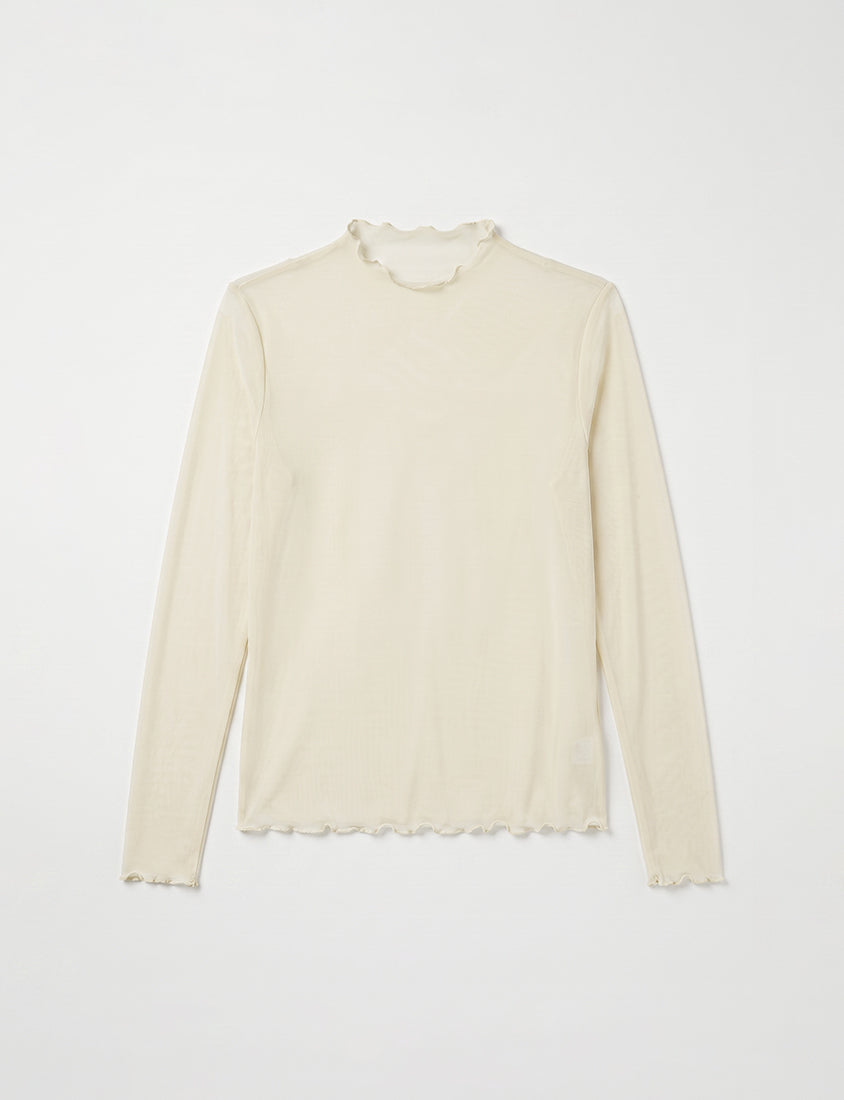 Versatile Ruffle Trim Sheer Long Sleeve Plus Size Top