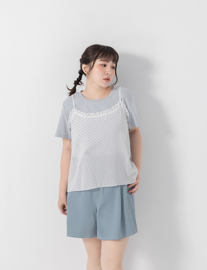 Two-Piece Cute Polka Dot Cami Top Plus Size Set