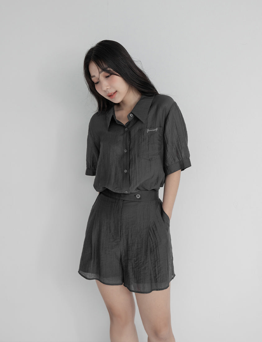MISS. Lightweight Sheer Crinkle Plus Size Shirt