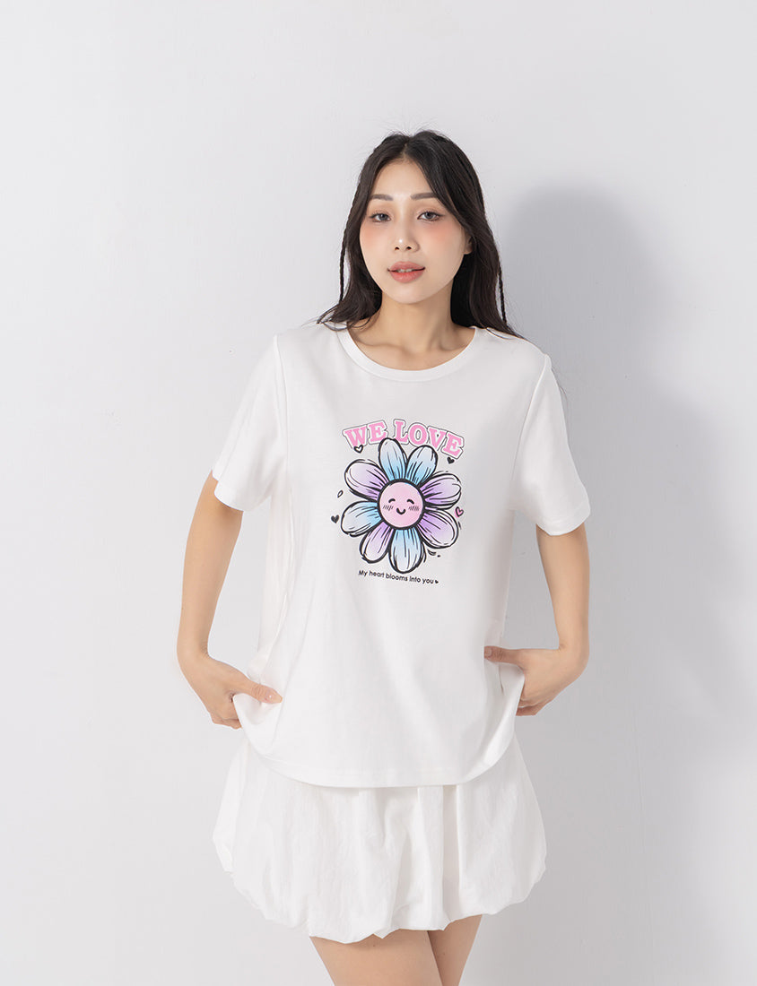 3D Gradient Floral Print Plus Size Tee
