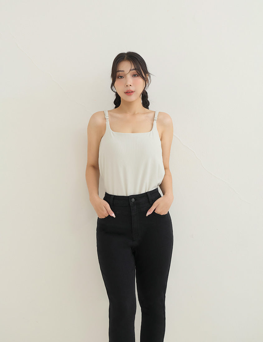 High-Waist Stretch Slim-Leg Plus Size Pants (Short)