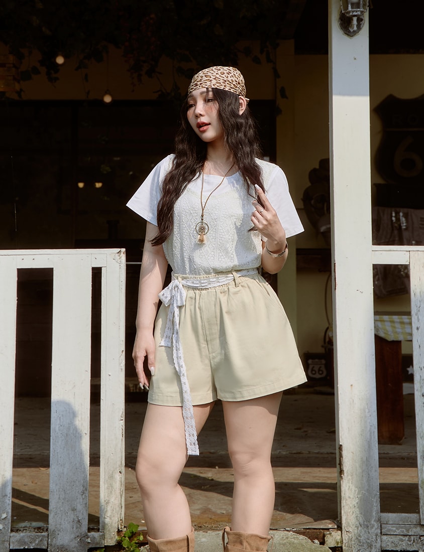 Layered Cutout Vest Two-Piece Plus Size Set