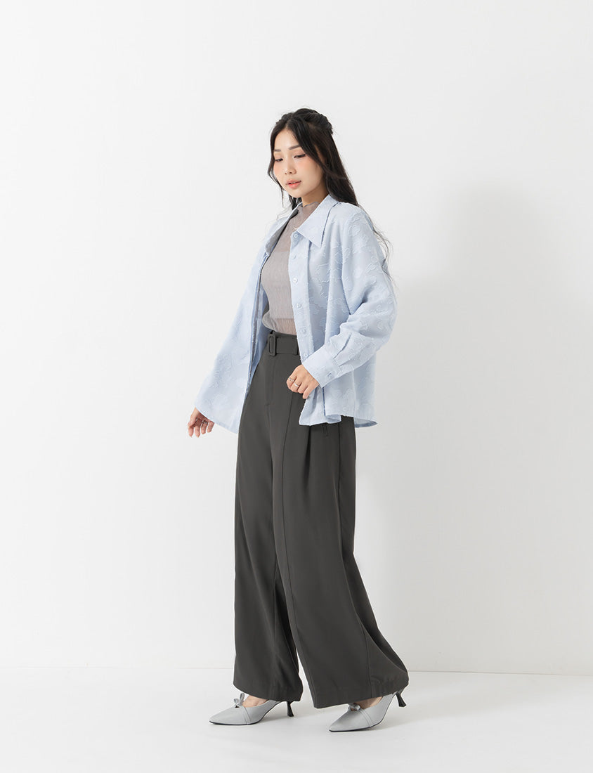 MISS. Japanese-Inspired Lace Sheer Jacquard Plus Size Shirt