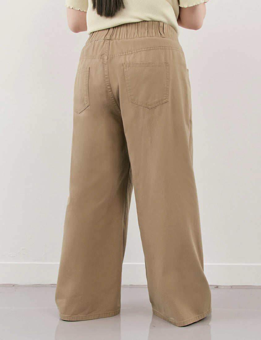 Apple-Shaped Friendly! Perfect Fit Twill Cotton Plus Size Wide Pants