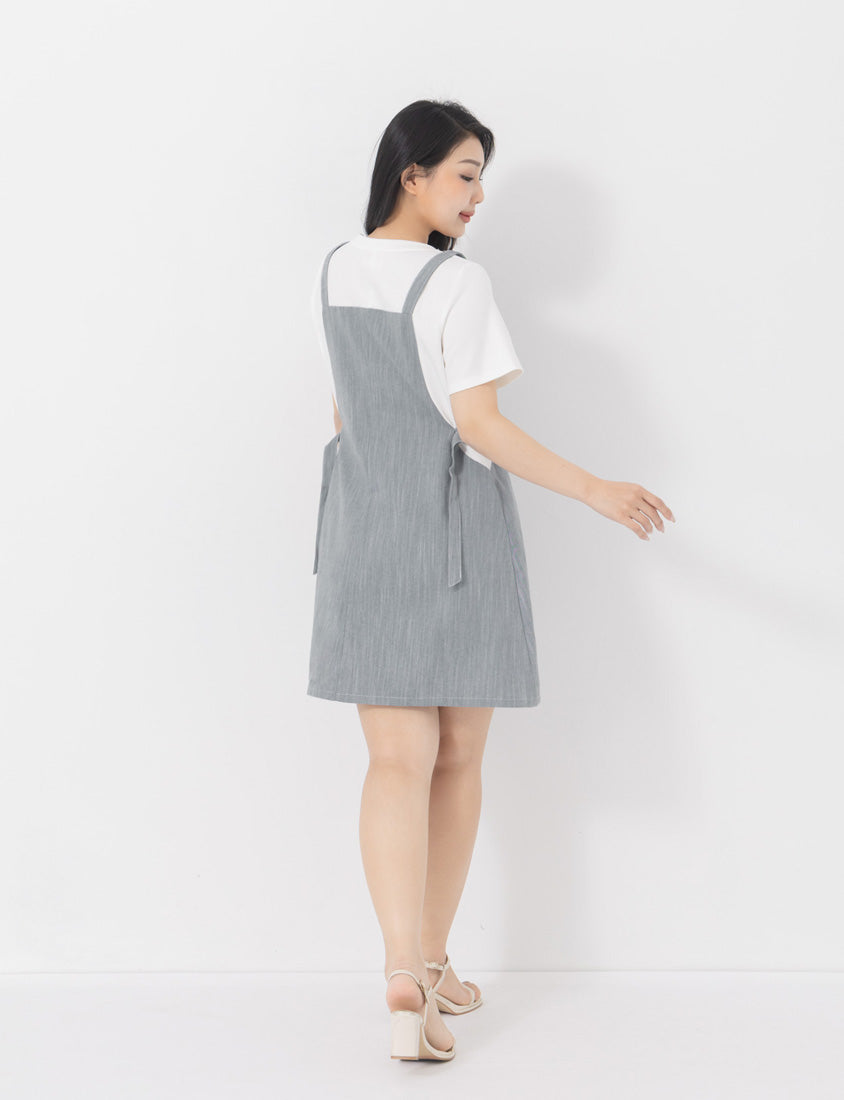 Denim Faux Two Piece Cloud Cotton Plus Size Mini Dress