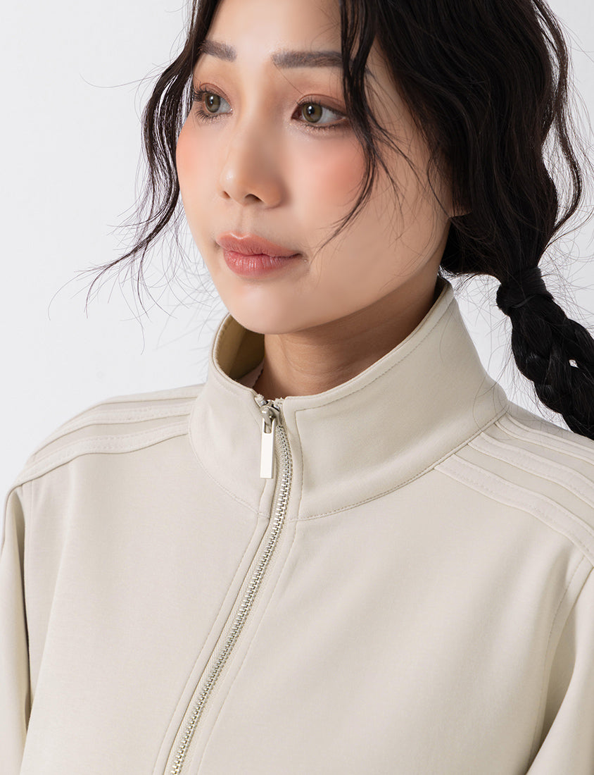 Webbing Contrast Cloud Cotton Cropped Plus Size Jacket