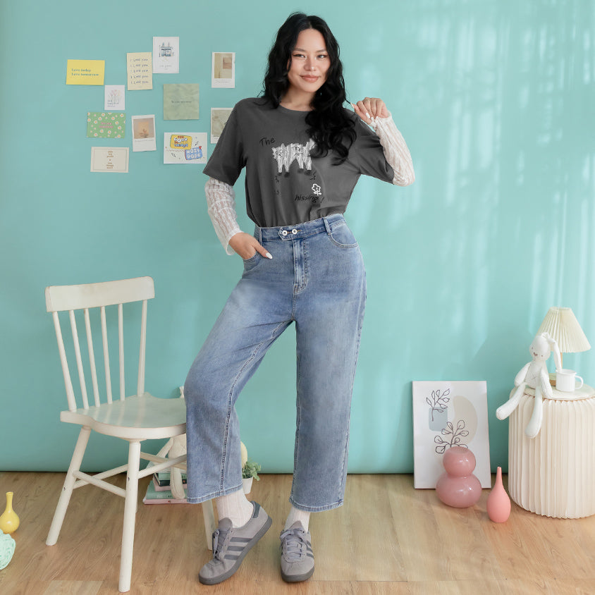 Zero Restriction Cloud Denim Plus Size Cropped Jeans (Long)