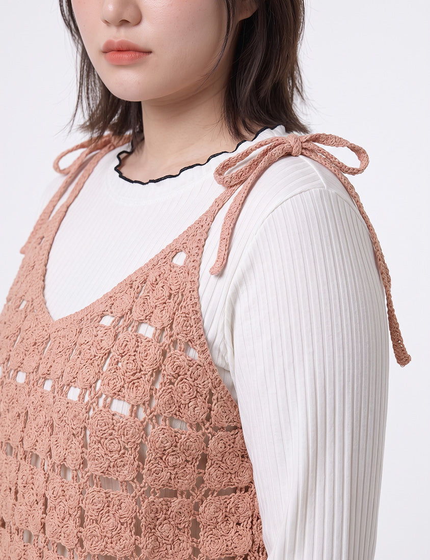 Japanese-Inspired Crochet Grid Plus Size  Vest