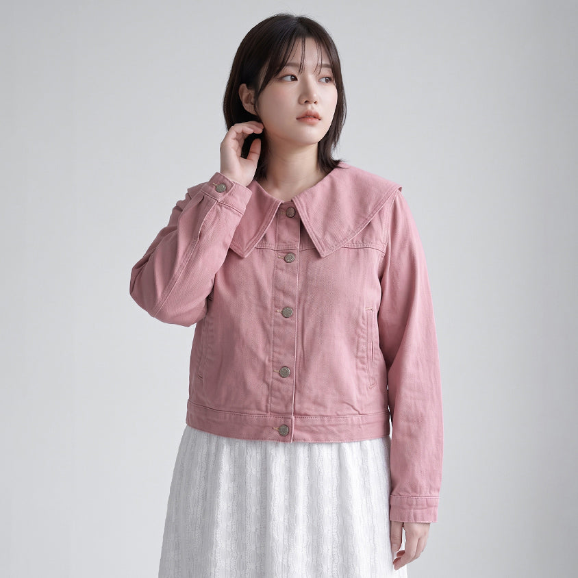 Sweet Collar Lyocell Twill Plus Size Jacket