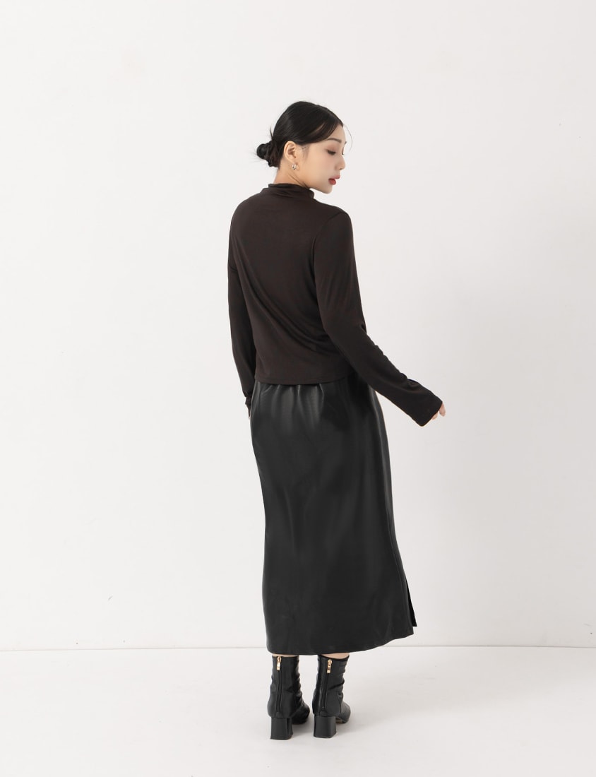 MUA! Semi Sheer TENCEL Wool Mock Neck Plus Size Long Sleeve Top