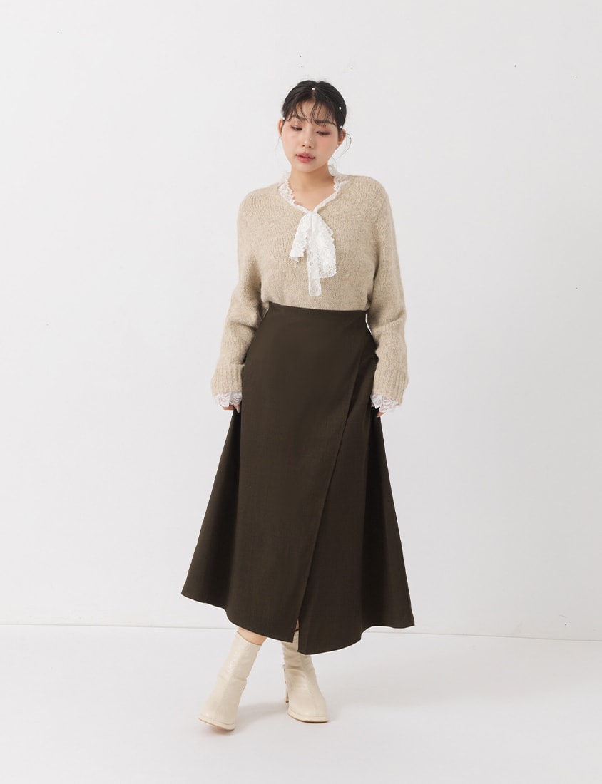 MISS. Lace Tie Longline Plus Size Knit Top