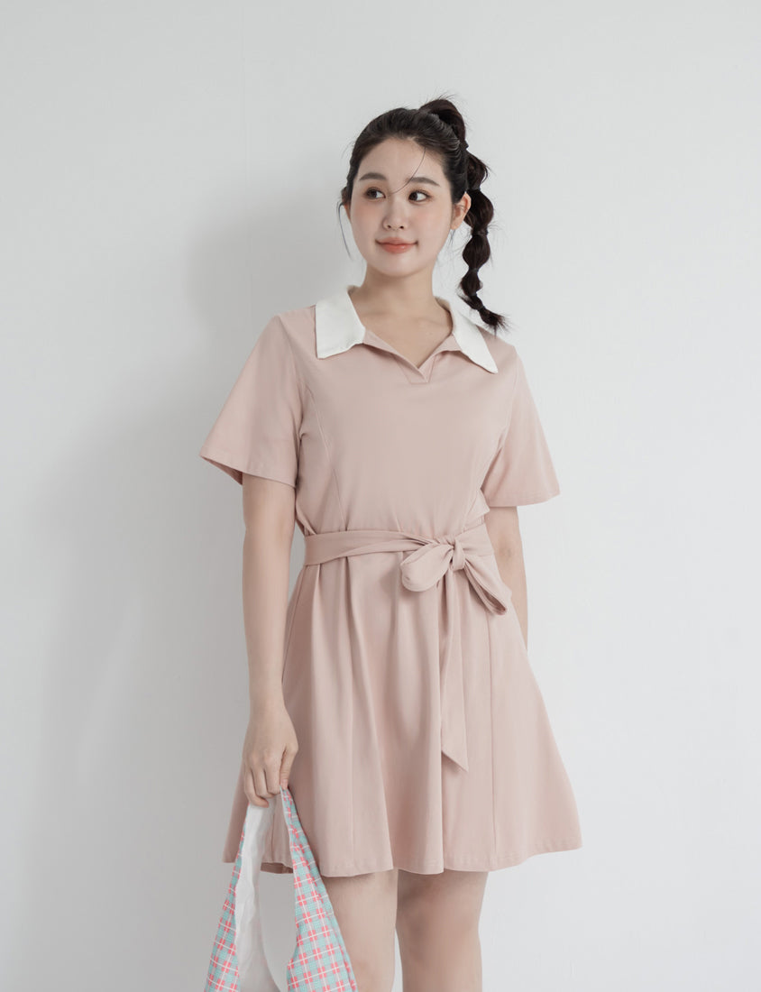 Instant Icy Cooling Collar Plus Size Mini Dress (With Waist Belt)