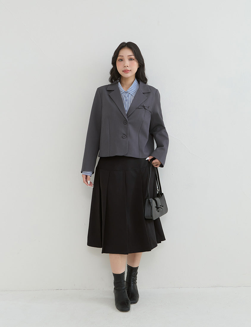 Korean Style Preppy Cropped Plus Size Blazer