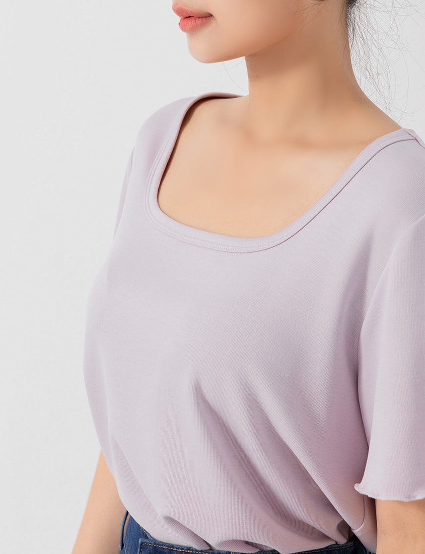 Instant Cooling Cloud Cotton Square Neck Plus Size Tee
