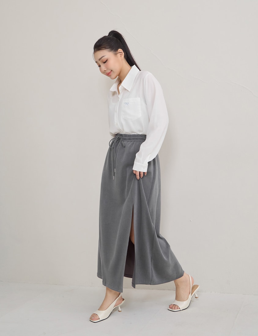Instant Cool Cloud Cotton Slit A-Line Plus Size Skirt