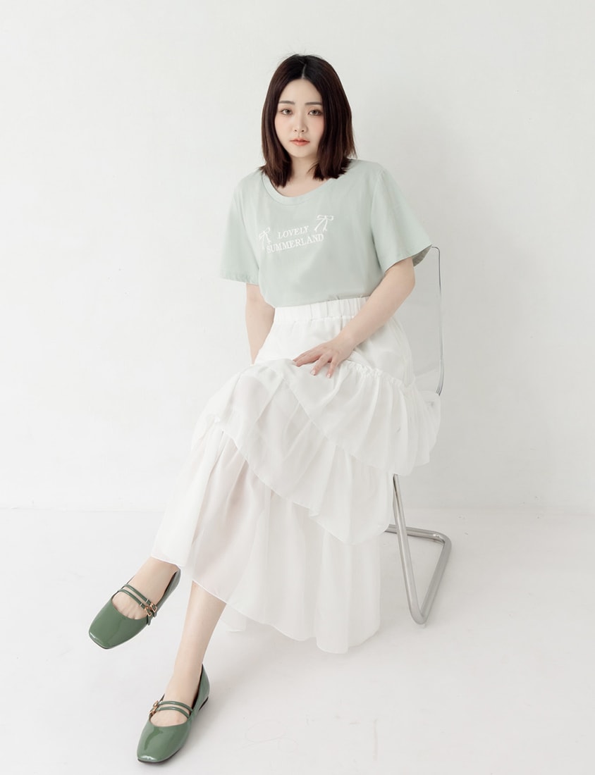 Sweet Bow Embroidery Plus Size Tee