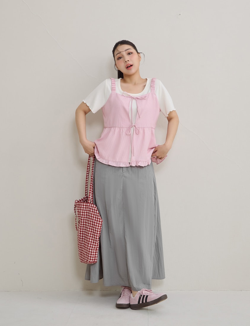 Sweet Stripe Tie-Front Plus Size Layering Vest