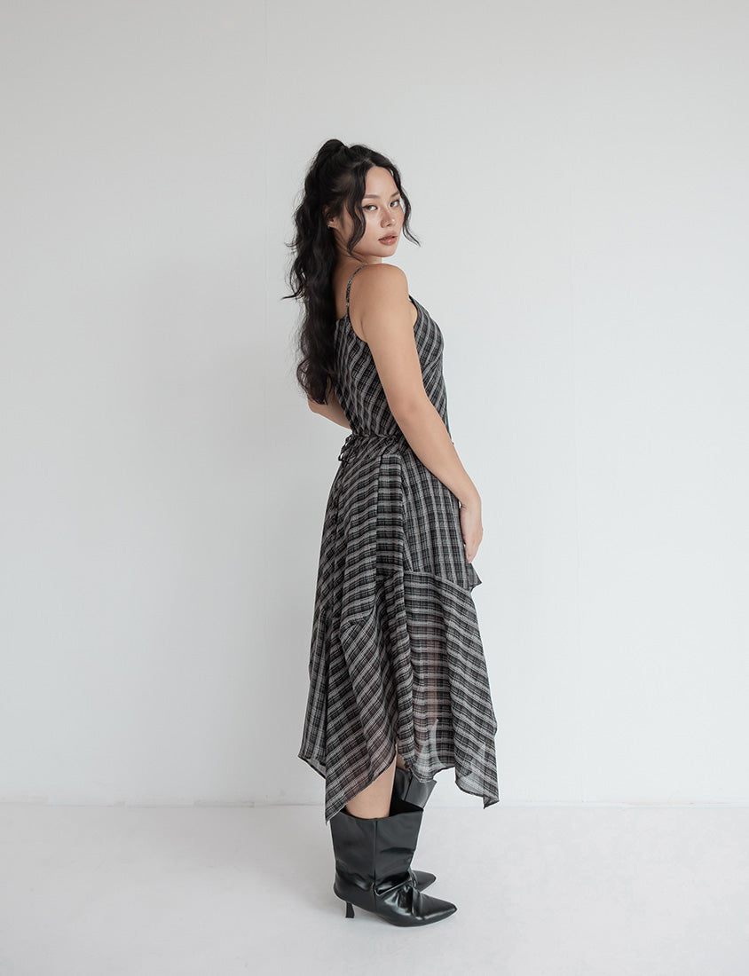 MUA! Asymmetrical Hem Plaid Plus Size Cami Dress