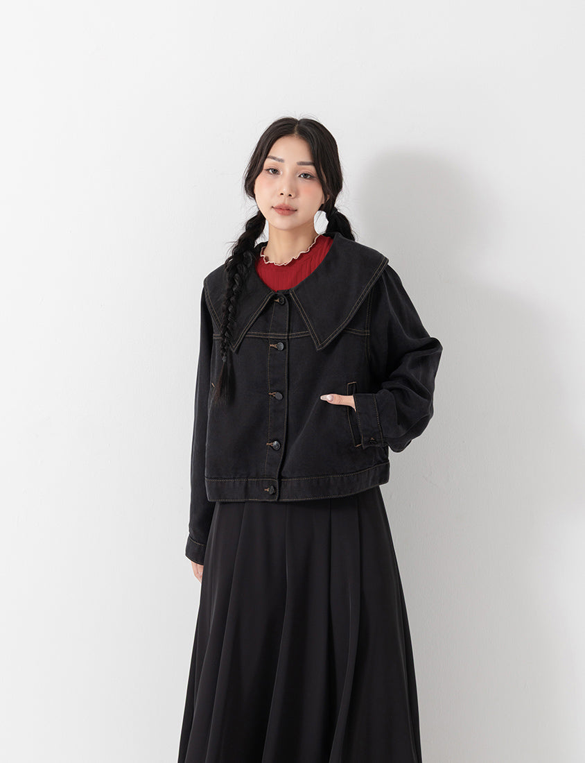 Sweet Collar Lyocell Twill Plus Size Jacket