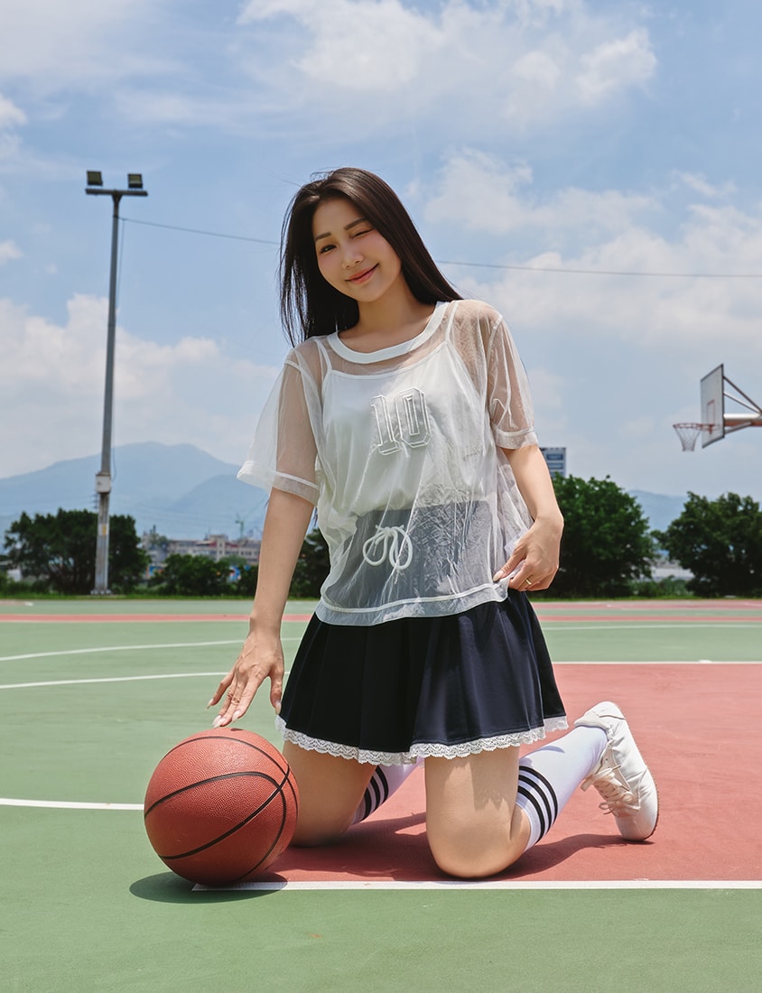 Sheer Mesh Sporty Top & Tank Plus Size Set