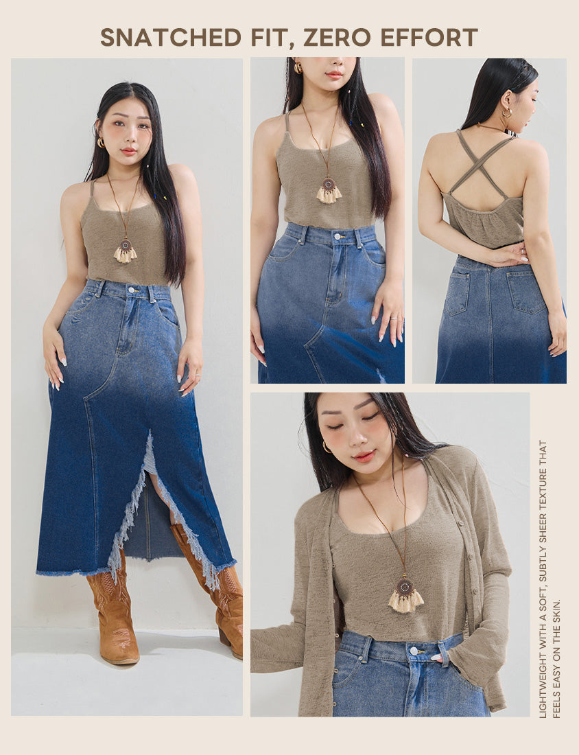 MUA! Textured Cross-Back Knit Plus Size Tank Top