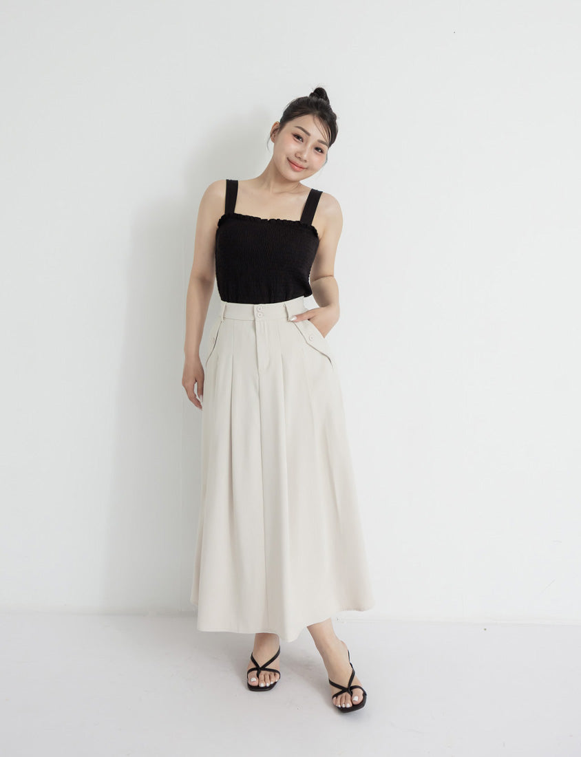 High Waist Double Button Pleated Chiffon Plus Size Skirt