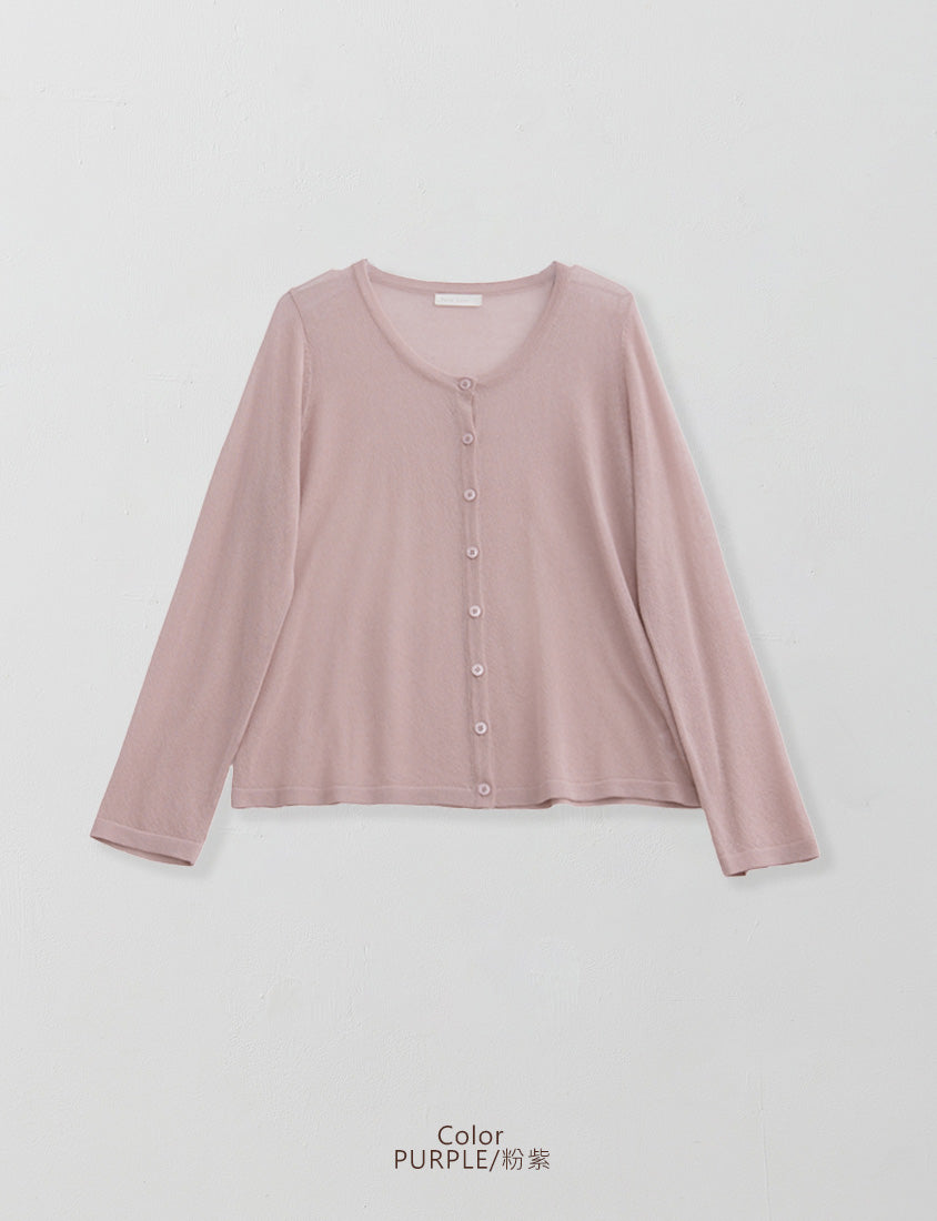 MISS. Crew Neck Fine Ice Silk Semi Sheer Plus Size Cover Up