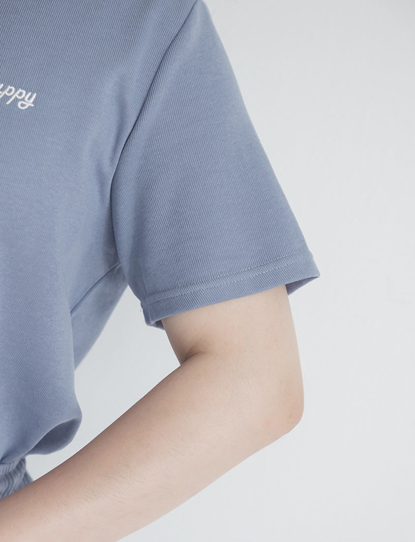Soft Stretch Cotton Minimal Embroidered V-Neck Plus Size Tee