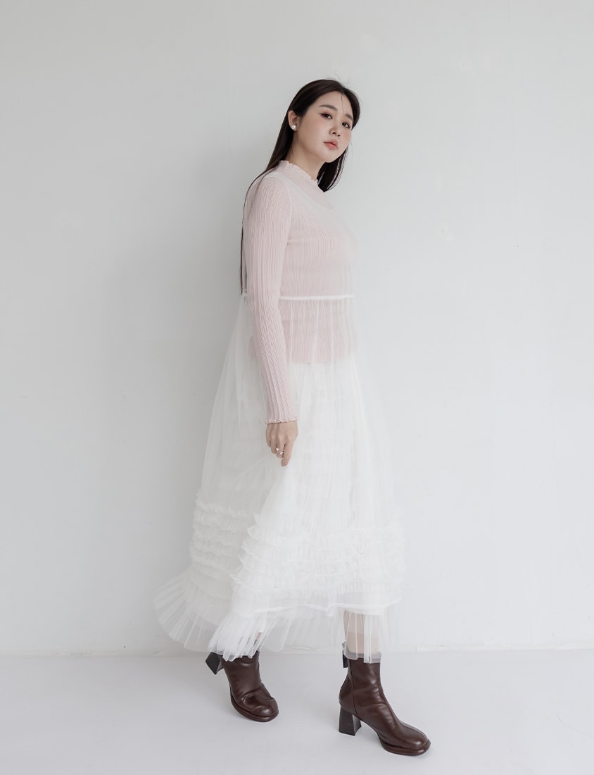 MISS. Layered Tulle Tie Sheer Plus Size Vest