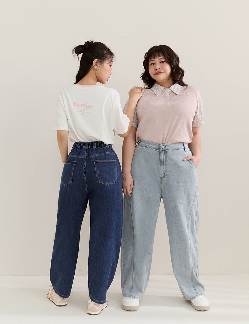 Waffle Knit Contrast Stripe Plus Size Top