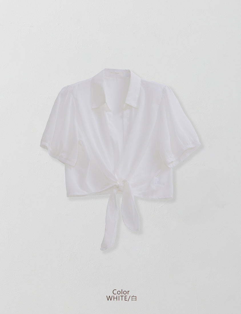 Sheer Tie-Front Collar Plus Size Cardigan