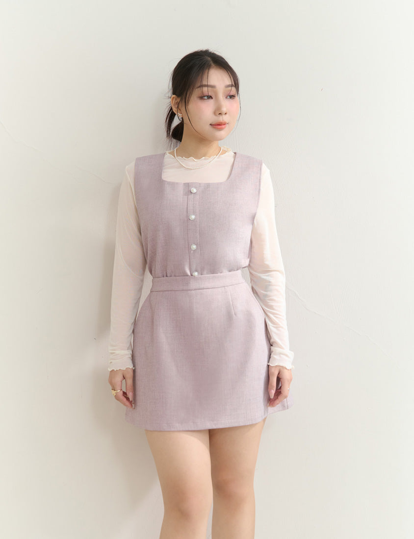 MISS. Korean Style Pearl Button Plus Size Tailored Vest