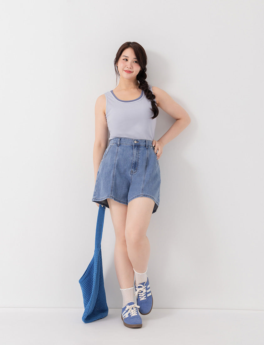 Standard Perfect Fit Slim Fit A-Line Plus Size Denim Shorts